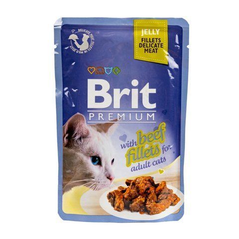 Корм вологий Brit Premium Cat Beef Fillets Jelly pouch для котів філе яловичини в желе 85 г 1111146983 фото
