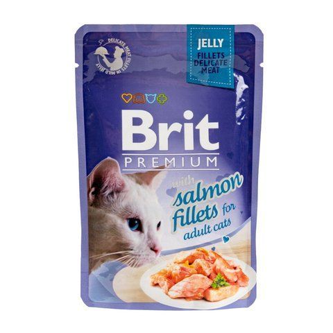 Корм вологий Brit Premium Cat Salmon Fillets Jelly pouch для котів філе лосося в желе 85 г 1111146984 фото