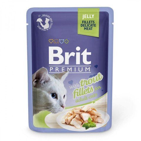 Корм вологий Brit Premium Cat Trout Fillets Jelly pouch для котів філе форелі в желе 85 г 1111146985 фото