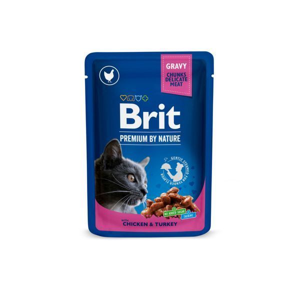 Корм вологий Brit Premium Cat Meat Plate pouches набір для котів м_ясна тарілка курка та індичка з тушкованою яловичиною та 1111142144 фото