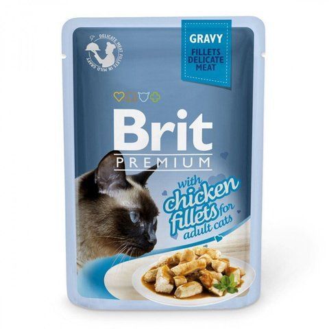 Корм вологий Brit Premium Cat Chicken Fillets Gravy pouch для котів філе курки в соусі 85 г 1111146988 фото