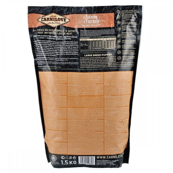 Корм сухий Carnilove Puppy Large Breed Salmon and Turkey для цуценят великих порід з лососем та індичкою 1,5 кг 1111145084 фото
