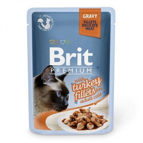 Корм вологий Brit Premium Cat Turkey Fillets Gravy pouch для котів філе індички в соусі 85 г 1111146989 фото