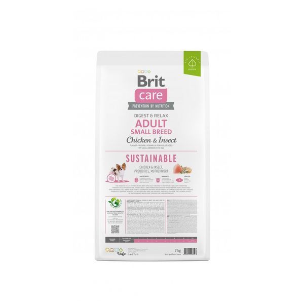 Корм сухий Brit Care Dog Sustainable Adult Small Breed для собак малих порід з куркою та комахами 7 кг 1111173354 фото