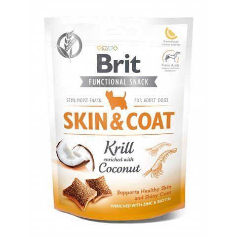 Ласощі Brit Care Functional Snack Skin and Coat для собак для здорової шкіри та шерсті з крилем та кокосом 150 г 1111158245 фото