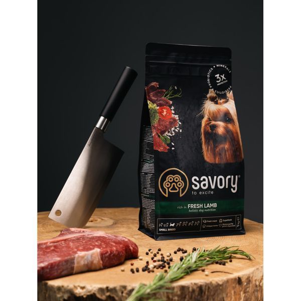 Корм сухий Savory Small Breeds rich in Fresh Lamb для дорослих вибагливих собак малих порід до 10 кг зі свіжим ягням 1 кг 1111162983 фото