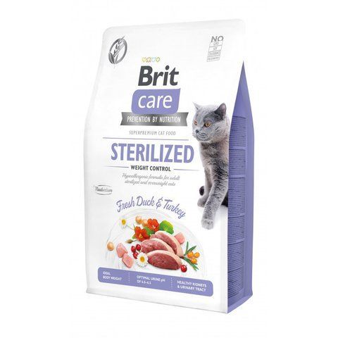Корм сухий Brit Care Cat Grain Free Sterilized Weight Control для стерилізованих котів з надмірною вагою качка та індичка 2 1111162361 фото