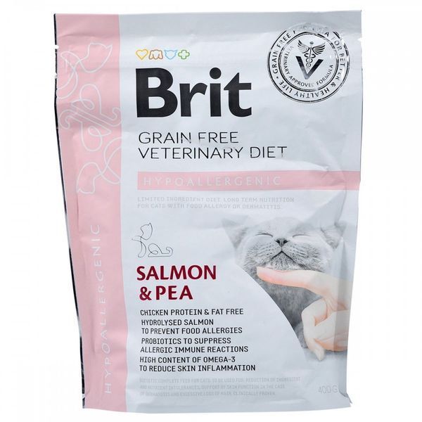 Корм сухий Brit Grain Free VetDiet Cat Hypoallergenic для котів з харчовою алергією та непереносимістю з лососем та горохом 1111152750 фото