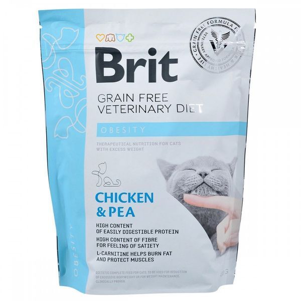 Корм сухий Brit Grain Free VetDiet Cat Obesity для котів з зайвою вагою та ожирінням з куркою та горохом 400 г 1111152754 фото