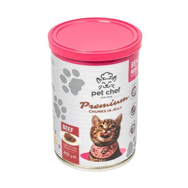 Вологий корм для котів Pet Chef шматочки в желе з яловичиною 415 г 1111189101 фото