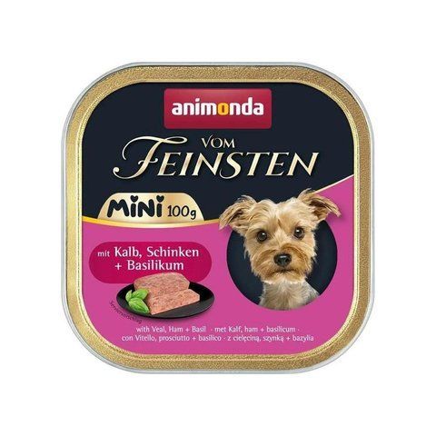 Корм вологий Vom Feinsten Adult Mini для собак міні порід з телятиною, шинкою + базилік 100 г 1111209702 фото