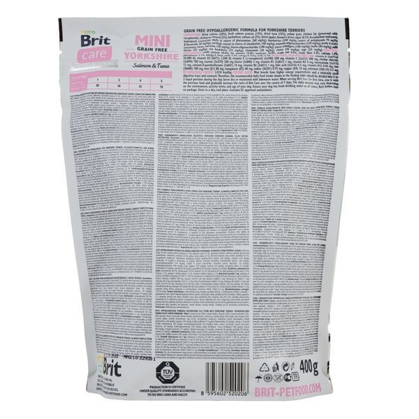 Корм сухий Brit Care Grain Free Mini Yorkshire для йоркширських тер&rsquo;єрів з лососем та тунцем 400 г 1111148822 фото
