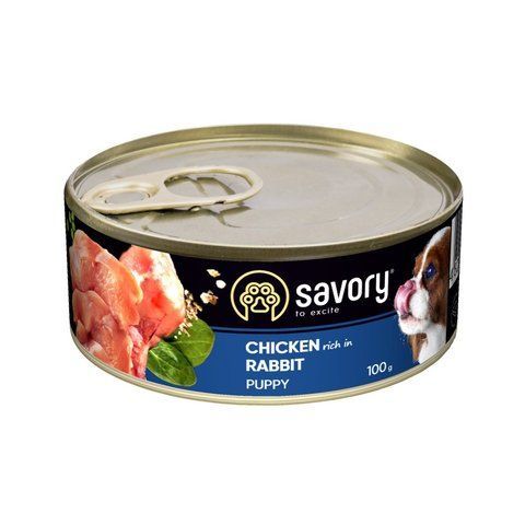 Корм вологий Savory Dog All breeds Puppy Chicken rich in Rabbit паштет для цуценят усіх порід з кроликом 100 г 1111165033 фото