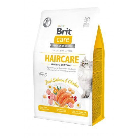 Корм сухий Brit Care Cat Grain Free Haircare Healthy and Shiny Coat для котів догляд за шкірою і шерстю лосось та курка 400 1111162371 фото