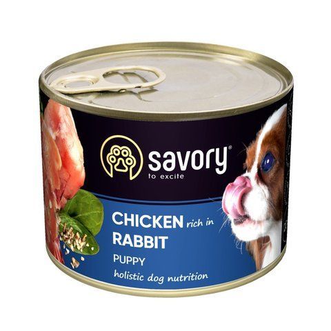 Корм вологий Savory Dog All breeds Puppy Chicken rich in Rabbit паштет для цуценят усіх порід з кроликом 200 г 1111165034 фото