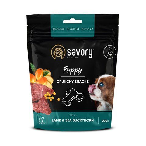 Хрусткі ласощі Savory Puppies Lamb and Sea Buckthorn для цуценят усіх порід для здорового росту з ягням та обліпихою 200 г 1111168078 фото