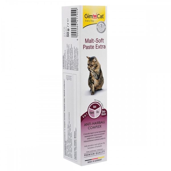Паста GimCat Every Day Malt-Soft Paste Extra для котів для виведення шерсті зі шлунку 50 г 1111123383 фото
