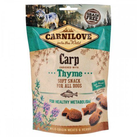 Ласощі Carnilove Dog Semi Moist Snack Carp with Thyme для собак для покращення обміну речовинз коропом та чебрецем 200 г 1111154401 фото