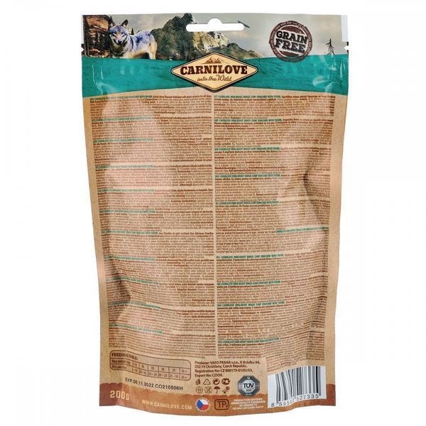Ласощі Carnilove Dog Semi Moist Snack Carp with Thyme для собак для покращення обміну речовинз коропом та чебрецем 200 г 1111154401 фото