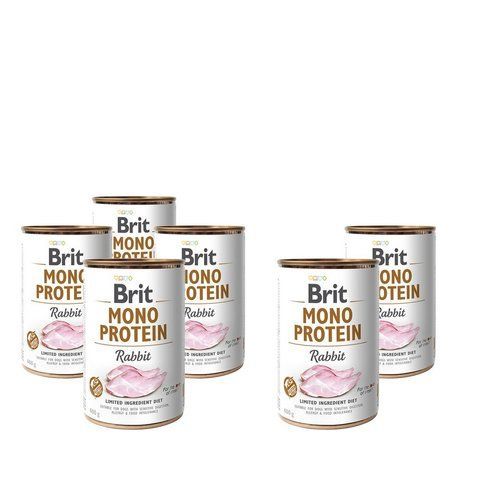 Корм вологий Brit Mono Protein Dog для дорослих собак з кроликом 400 г набір з 6 шт 1111170662 фото