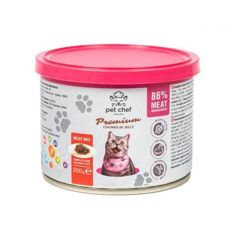 Вологий корм для котів Pet Chef шматочки в желе М&rsquo;ясний мікс 200 г 1111189112 фото