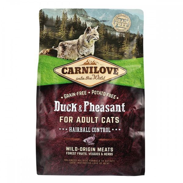 Корм сухий Carnilove Cat Hairball Controll для дорослих котів для виведення шерсті з качкою та фазаном 2 кг 1111145057 фото