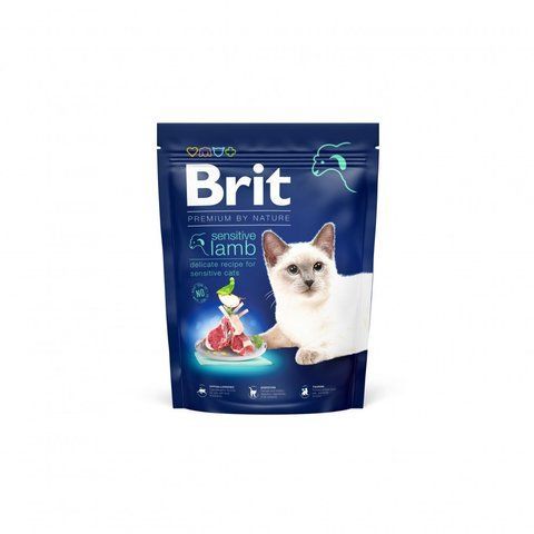 Корм сухий Brit Premium by Nature Cat Sensitive для котів із чутливим травленням з ягням 300 г 1111167472 фото