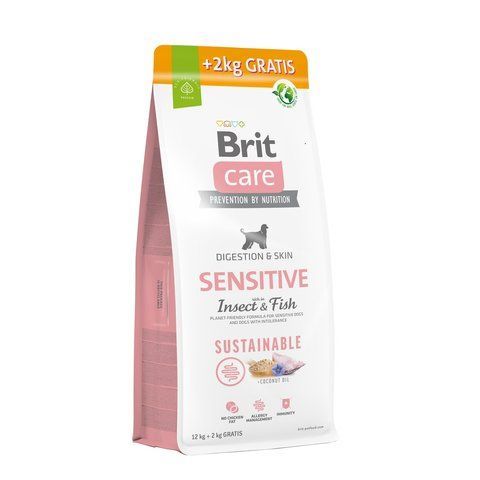 Корм сухий Brit Care Dog Sustainable Sensitive для дорослих собак усіх порід з чутливим травленням з комахами та рибою 12+2 1111176199 фото