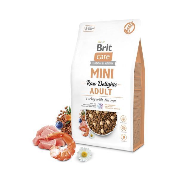 Корм сухий Brit Care Mini Raw Delights Turkey with Shrimp д/собак малих порід індичка з креветкою 2 кг 1111196082 фото