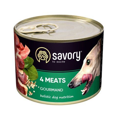 Корм вологий Savory Dog Gourmand 4 meats паштет для дорослих собак усіх порід з чотирма видами м&rsquo;яса 200 г 1111165044 фото