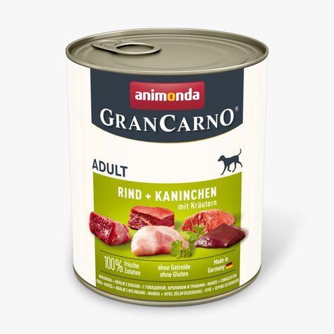 Корм вологий GranCarno Adult Beef Rabbit with Herbs для дорослих собак з яловичиною кроликом і травами 800 г 1111171528 фото