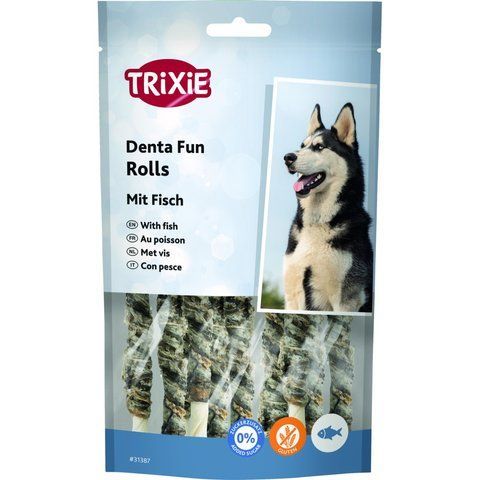 Ласощі Trixie Denta Fun для собак Роли жувальні натуральна шкіра 12 см 75 г 10 шт/уп 1111146289 фото