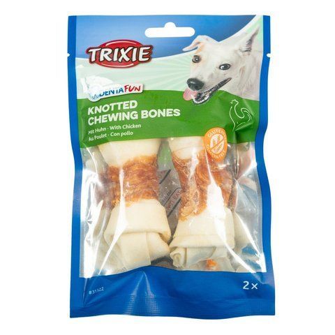 Ласощі Trixie Denta Fun для собак Кісточка для чищення зубів з куркою 11 см 70 г 2 шт 1111139989 фото