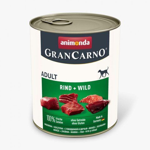 Корм вологий GranCarno Adult Beef Game для дорослих собак з яловичиною і дичиною 800 г 1111171532 фото