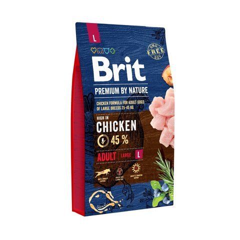 Корм сухий Brit Premium Dog Adult L для дорослих собак великих порід вагою 25-45 кг з куркою 8 кг 1111150964 фото