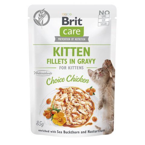 Корм вологий Brit Care Fillets in Gravy Choice Chicken Kitten д/кошенят філе в соусі з куркою 85 г 1111180883 фото
