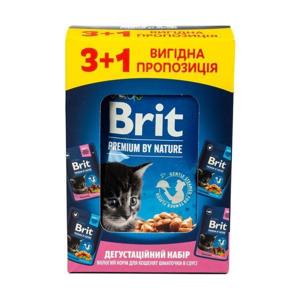 НАБІР Корм вологий Brit Premium для кошенят курка+риба 3+1 1111193003 фото