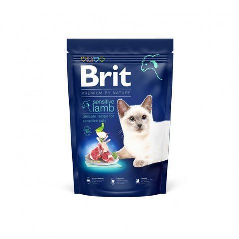 Корм сухий Brit Premium by Nature Cat Sensitive для котів із чутливим травленням з ягням 1,5 кг 1111167473 фото