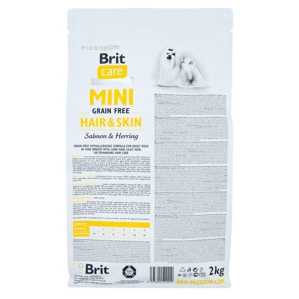 Корм сухий Brit Care Grain Free Mini Hair and Skin для дорослих собак мініатюрних порід для шкіри та шерсті з лососем та осе 1111148824 фото