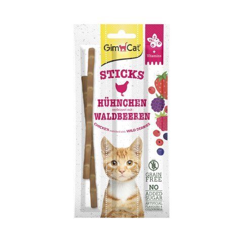 Ласощі GimCat Superfood Duo-Sticks м&rsquo;ясні палички для котів з куркою та лісовими ягодами 3 шт по 5 г 1111146624 фото
