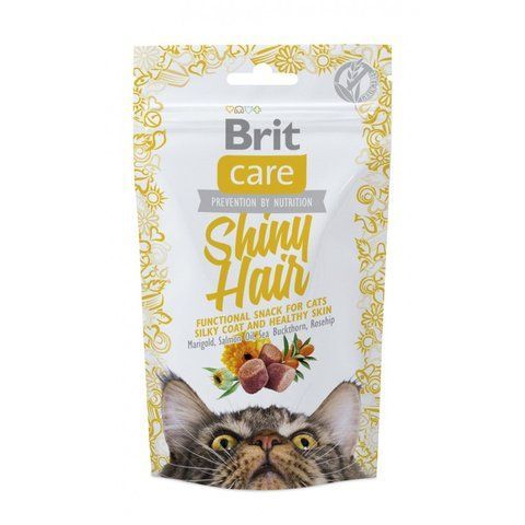 Ласощі Brit Care Functional Snack Shiny Hair д/котів для здоров я шкіри та шерсті з лососем 50 г 1111158249 фото