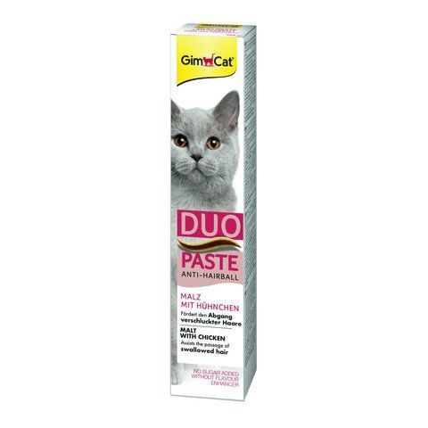 Паста GimCat DUO PASTE Anti-hairboll malt with chicken для котів з чутливим травленням усіх порід мальт та курка 50г 1111183697 фото