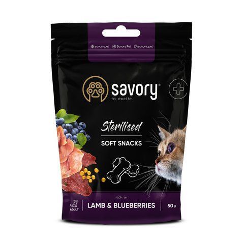 М які ласощі Savory для здоров&rsquo;я стерилізованих котів, ягня та чорниці 1111168080 фото