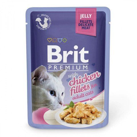 Корм вологий Brit Premium Cat Chicken Fillets Jelly pouch для котів філе курки в желе 85 г 1111146982 фото
