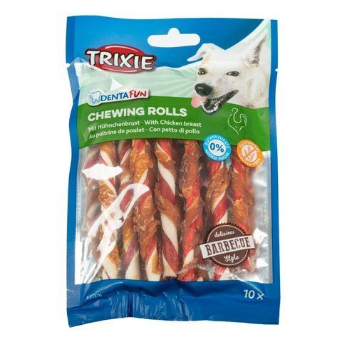 Ласощі Trixie Denta Fun Chewing Rolls для собак Паличка для чищення зубів з куркою 12 см 80 г 10 шт 1111140896 фото
