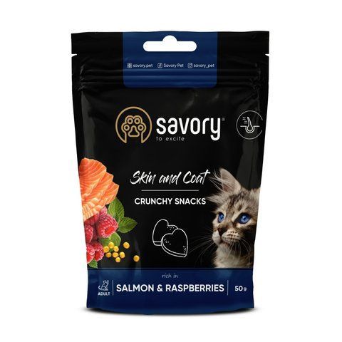 Хрусткі ласощі Savory для здоров&rsquo;я шкіри та шерсті, лосось і малина 1111168081 фото