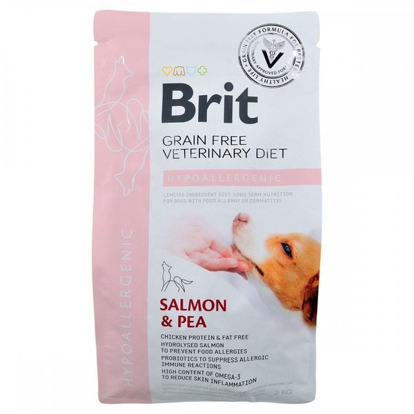 Корм сухий Brit Grain Free VetDiet Dog Hypoallergenic для собак при харчовій алергії з лососем горохом і гречкою 2 кг 1111151950 фото